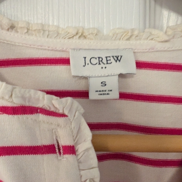 J. Crew White and Pink Striped Long Sleeve Top With Buttons Women's Size Small - Picture 2 of 5